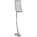 Azar Displays Curved Steel-Frame Floor Stand Sign Holder, 17" x 11", Silver