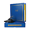 Custom LLC Corporate Kit, 1-1/2" Blue Binder, 20 Blue Stock Certificates, 1-5/8" Corporate Seal Embosser