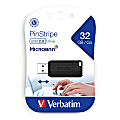Verbatim® PinStripe USB Flash Drive, 32GB, Black