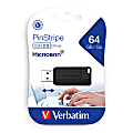 Verbatim® PinStripe USB Flash Drive, 64GB, Black