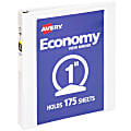 Avery® Economy View 3-Ring Binder, 1" Round Rings, White