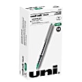 uniball™ Vision Rollerball Pens, Pack Of 12, Fine Point, 0.7 mm, Silver Barrel, Green Ink