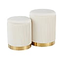 LumiSource Marla Nesting Pleated Ottomans, Gold/Cream, Set Of 2 Ottomans