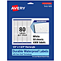 Avery® Waterproof Permanent Labels With Sure Feed®, 94203-WMF50, Rectangle, 1/2" x 1-3/4", White, Pack Of 4,000 1 thumbnail image