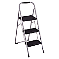 Cosco Ultra-Thin 3-Step Ladder, 200 Lb Capacity, 52 3/4", Black/Platinum