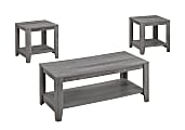 Monarch Specialties 3-Piece Coffee Table Set With Shelves, Rectangle, Gray Sonoma Oak 1 thumbnail image