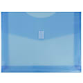 JAM Paper® Plastic Booklet Expansion Envelopes, Letter-Size, 9 3/4" x 13", Hook & Loop Closure, Light Blue, Pack Of 12