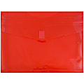 JAM Paper® Plastic Booklet Expansion Envelopes, Letter-Size, 9 3/4" x 13", Hook & Loop Closure, Light Red, Pack Of 12