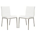 Eurostyle Scott Side Chairs, White/Brushed Steel, Set Of 2 Chairs