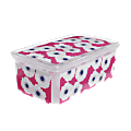 See Jane Work® Plastic Storage Container With Built-In Handles And Snap Lid, 4 3/4" x 7 1/2" x 13", Pink Floral