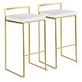 LumiSource Fuji Stacker Bar Stools, White/Gold, Set Of 2 Stools