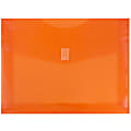 JAM Paper® Plastic Booklet Expansion Envelopes, Letter-Size, 9 3/4" x 13", Hook & Loop Closure, Dark Orange, Pack Of 12