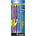Pilot® FriXion® Clicker Erasable Gel Pens, Fine Point, 0.7 mm, Bright Assorted Barrels, Assorted Ink Colors, Pack Of 3