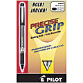 Pilot® Precise Grip™ Liquid Ink Rollerball Pens, Bold Point, 1.0 mm, Black Metallic Barrel, Black Ink, Pack Of 12 Pens