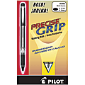 Pilot® Precise Grip™ Liquid Ink Rollerball Pens, Bold Point, 1.0 mm, Black Metallic Barrel, Black Ink, Pack Of 12 Pens 1 thumbnail image