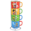 Gibson Peanuts Classic Gentle Reminders Collection 4-Piece Stoneware Stackable Mug Set With Metal Stand, 14.8 Oz, Assorted Colors 1 thumbnail image