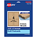 Avery® Printable Postcards, 95273-KMC25, Rectangle, 3.5" x 5", Kraft Brown, Pack Of 100 1 thumbnail image