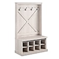 Ameriwood™ Home Knox County Entryway Bench With Hall Tree, 64-5/8”H x 39-5/8”W x 18-1/8”D, Ivory 1 thumbnail image