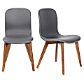 Eurostyle Mai Side Chairs, Gray/Walnut, Set Of 2 Chairs