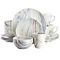 Elama Fine Marble 16-Piece Porcelain Dinnerware Set, Blue/Gray 1 thumbnail image