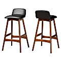 Baxton Studio Darrin Bar Stools, Black/Walnut, Set Of 2 Stools 1 thumbnail image