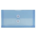 JAM Paper® Booklet Plastic Envelopes, #10, Button & String Closure, Blue, Pack Of 12