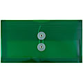JAM Paper® Booklet Plastic Envelopes, #10, Button & String Closure, Green, Pack Of 12