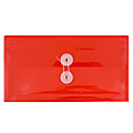 JAM Paper® Booklet Plastic Envelopes, #10, Button & String Closure, Pink, Pack Of 12