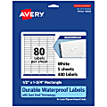 Avery® Waterproof Permanent Labels With Sure Feed®, 94203-WMF5, Rectangle, 1/2" x 1-3/4", White, Pack Of 400 1 thumbnail image