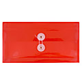 JAM Paper® Booklet Plastic Envelopes, #10, Button & String Closure, Red, Pack Of 12