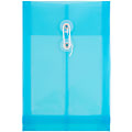 JAM Paper® Open-End Plastic Envelopes, 6 1/4" x 9 1/4", Button & String Closure, Blue, Pack Of 12 1 thumbnail image