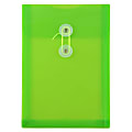 JAM Paper® Open-End Plastic Envelopes, 6 1/4" x 9 1/4", Button & String Closure, Lime Green, Pack Of 12