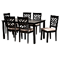 Baxton Studio Caron Dining Set, 29-3/16”H x 59-1/16”W x 35-7/16”D, Sand Brown/Espresso