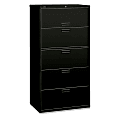 HON® 500 30"W Lateral 5-Drawer File Cabinet, Metal, Black 1 thumbnail image
