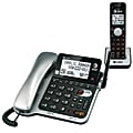 AT&T CL84102 DECT 6.0 Digital Dual-Handset Corded/Cordless Phone With Answering, Silver/Black