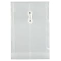 JAM Paper® Open-End Plastic Envelopes, 6 1/4" x 9 1/4", Button & String Closure, Clear, Pack Of 12