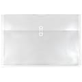 JAM Paper® Plastic Booklet Envelopes, 12" x 18", Button & String, Clear, Pack Of 12