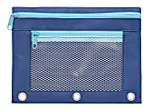 Office Depot® Brand Pencil Pouch With Mesh Window, 7" x 9-3/4", Navy/Light Blue 1 thumbnail image
