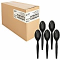 Genuine Joe Heavyweight Spoon - 1 Piece(s) - Spoon - 1 x Spoon - Disposable - Textured - Black - 1 Carton 1 thumbnail image