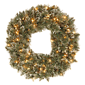 Pre-Lit Glittery Bristle Pine Wreath, 24" Diameter, 50 Clear Lights