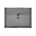 JAM Paper® Index Booklet Plastic Envelopes, 5 1/2" x 7 1/2", Button & String Closure, Smoke Gray, Pack Of 12 1 thumbnail image