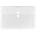 JAM Paper® Plastic Booklet Envelopes, Legal-Size, 9 3/4" x 14 1/2", Button & String, Clear, Pack Of 12