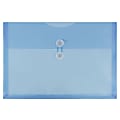 JAM Paper® Plastic Booklet Envelopes, Legal-Size, 9 3/4" x 14 1/2", Button & String Closure, Blue, Pack Of 12