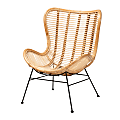 bali & pari Colorado Modern Bohemian Rattan And Metal Accent Chair, Natural Brown/Black 1 thumbnail image