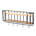 Baxton Studio Jaron 2-Tier Entryway Wall-Mounted Key And Coat Hanger, 12-1/4” x 31-3/4” x 6-3/4”, Oak/Black 1 thumbnail image