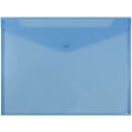 JAM Paper® Plastic Booklet Envelopes, Legal Size, 9 3/4" x 14 1/2", Snap Closure, Blue, Pack Of 12