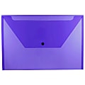 JAM Paper® Plastic Booklet Envelopes, Legal Size, 9 3/4" x 14 1/2", Snap Closure, Purple, Pack Of 12