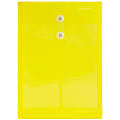 JAM Paper® Open-End Plastic Envelopes, Legal-Size, 9 3/4" x 14 1/2", Button & String Closure, Yellow, Pack Of 12