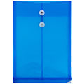 JAM Paper® Open-End Plastic Envelopes, Legal-Size, 9 3/4" x 14 1/2", Button & String Closure, Blue, Pack Of 12