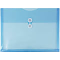 JAM Paper® Booklet Plastic Envelopes, Letter-Size, 9 3/4" x 13", Button & String Closure, Blue, Pack Of 12